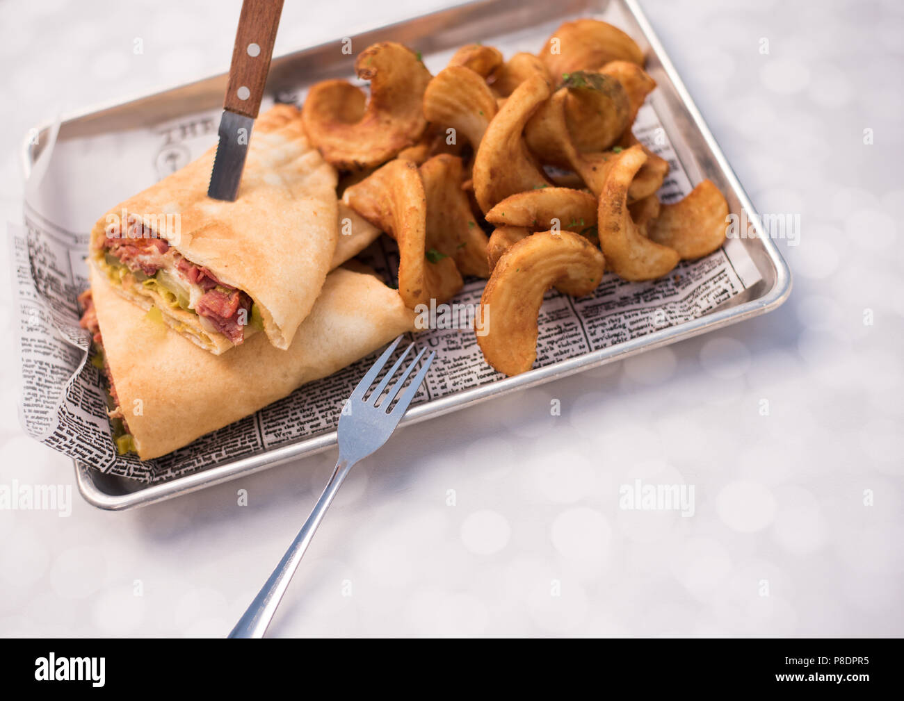 Pastrami Sandwich and Fries Stock Photo Alamy