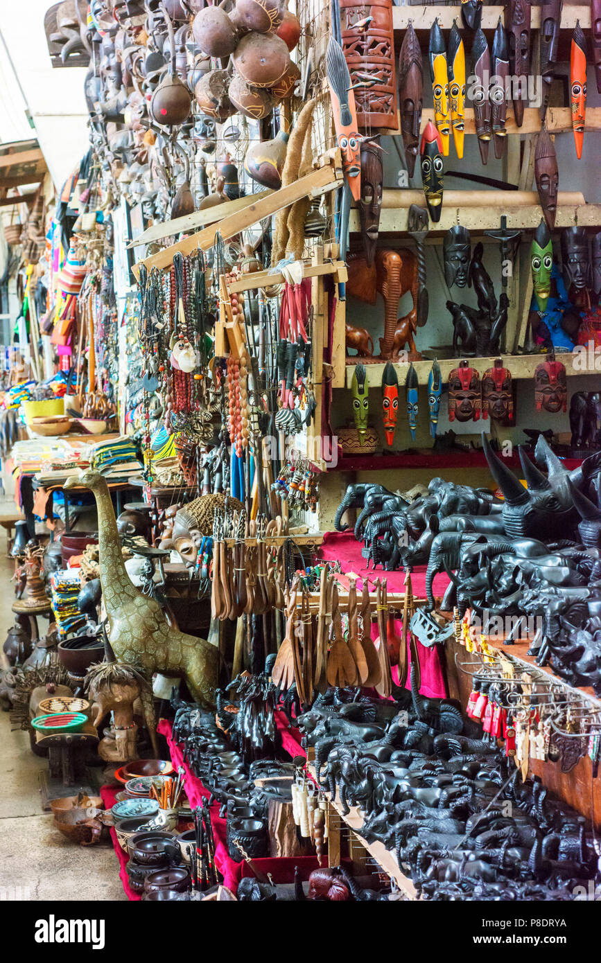 Tourist items for sale in Nairobi's City Market Stock Photo Alamy