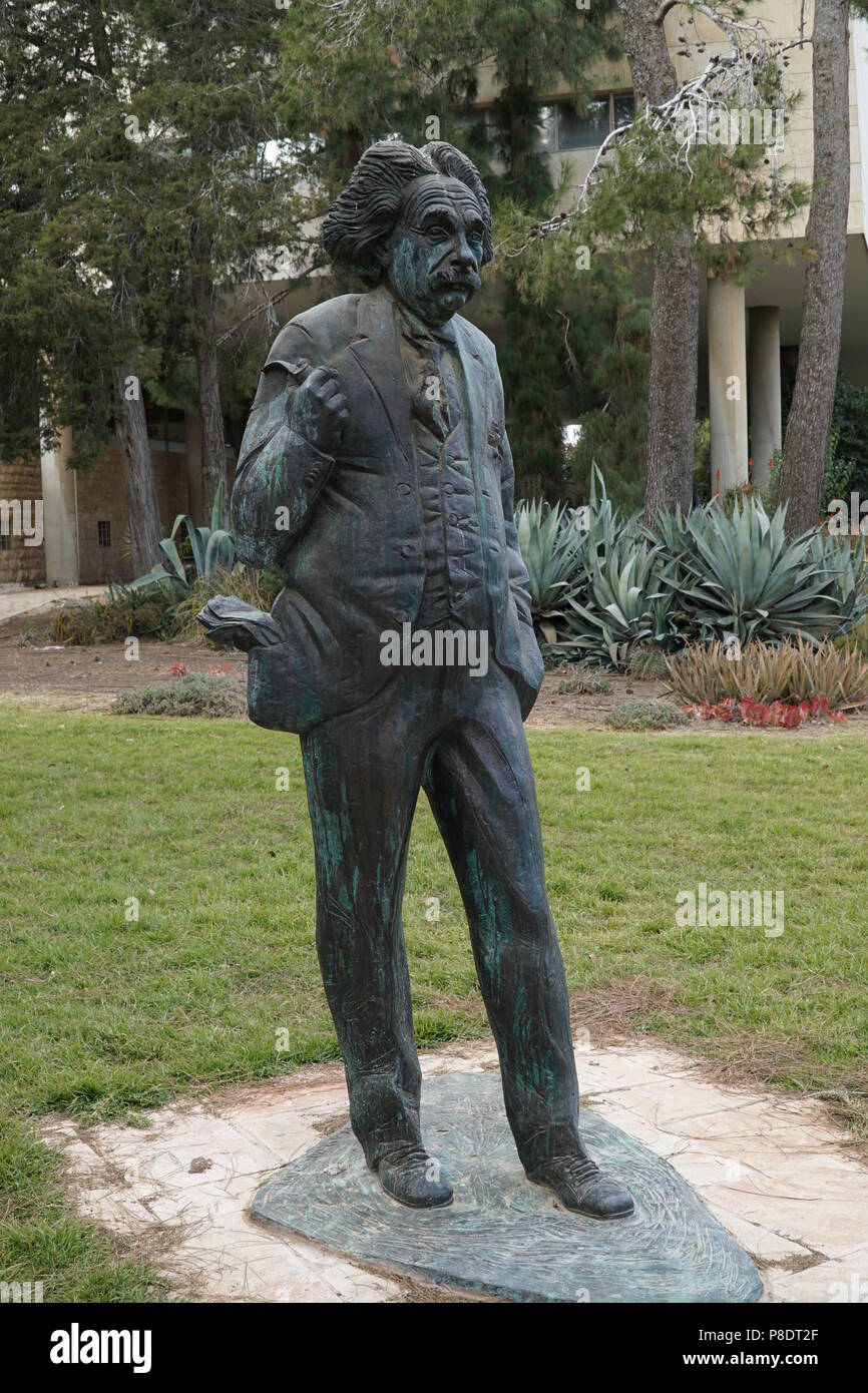 A statue of Albert Einstein by sculptor Georgy Frangulyan at Hebrew University, which he helped establish. Stock Photo