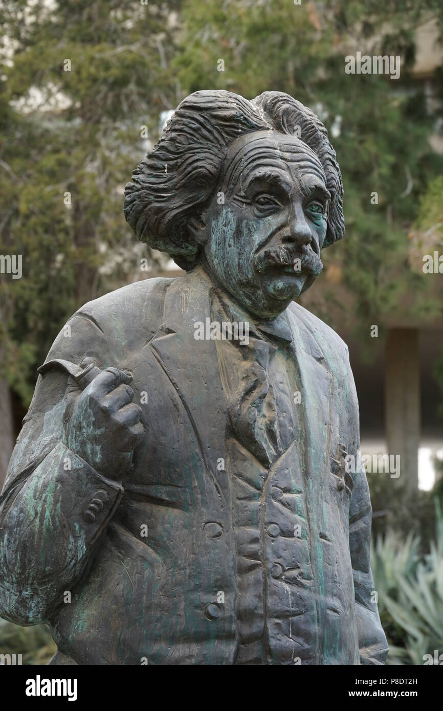 A statue of Albert Einstein by sculptor Georgy Frangulyan at Hebrew University, which he helped establish. Stock Photo