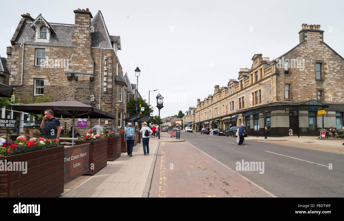 Pitlochry in Perthshire, Scotland. High street/ Stock Photo
