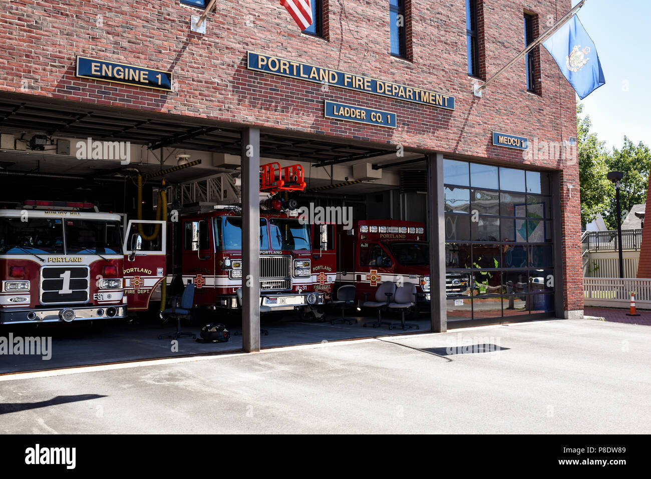 Portland Fire Department, Ladder Company 1, Portland, Maine Stock Photo