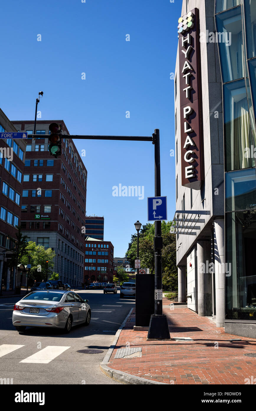 Hyatt Place Hotel in Downtown Portland, Maine. Stock Photo