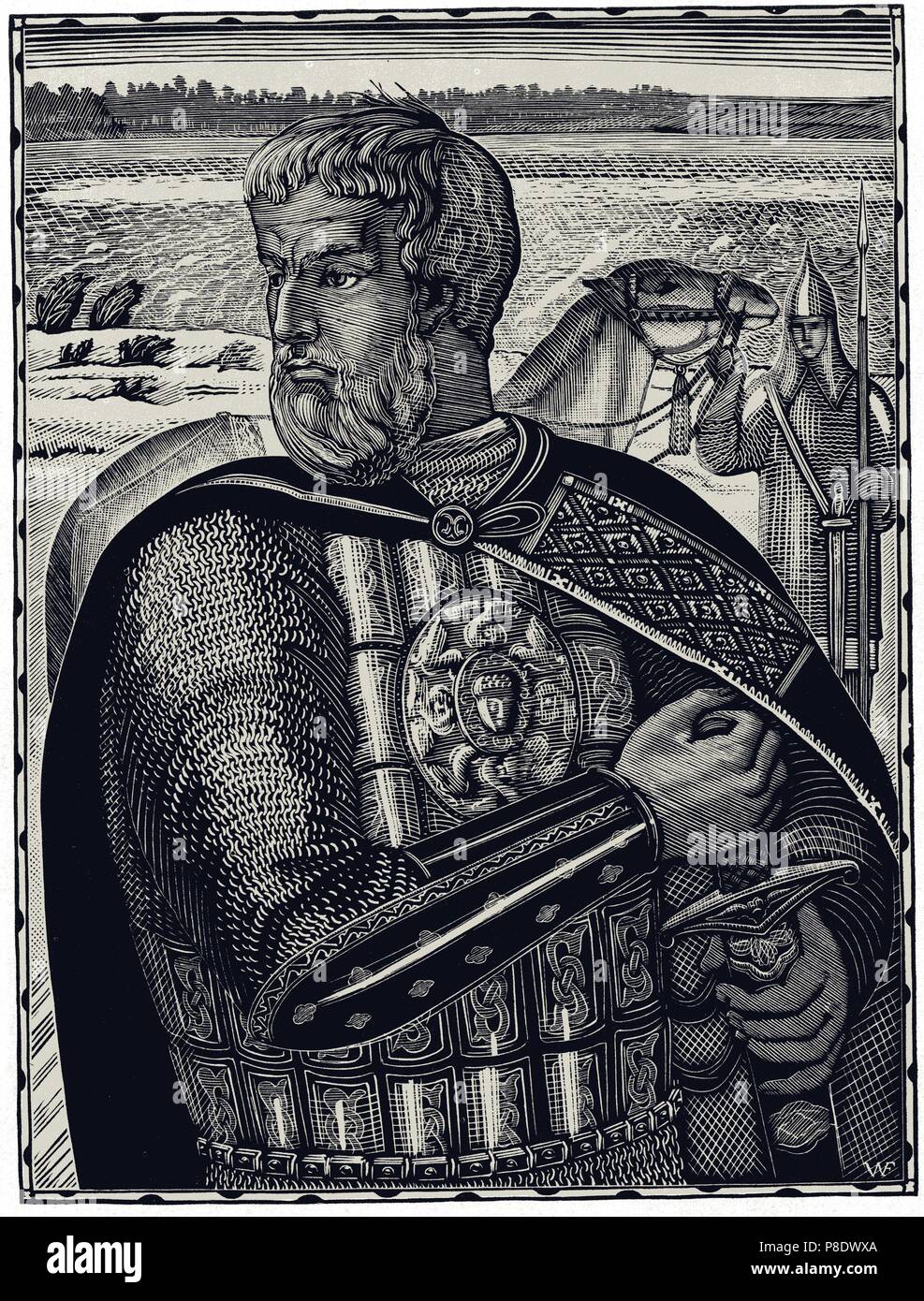 Portrait of Alexander Nevsky, Grand Prince of Novgorod and Vladimir (1220-1263). Museum: PRIVATE COLLECTION. Stock Photo