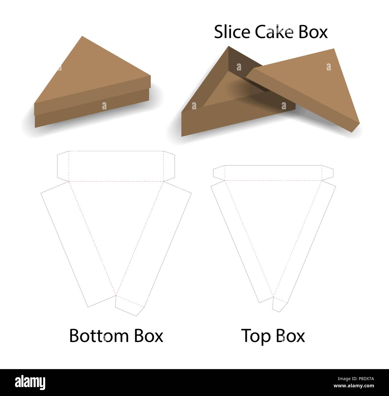 Download Slice Cake Or Sandwich Box Mockup With Dieline Stock Vector Image Art Alamy