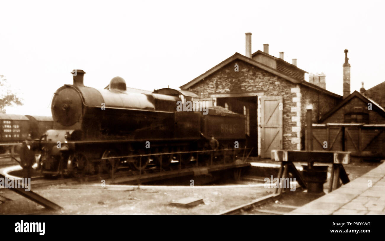 Railway shed and turntable, Windermere, early 1900s Stock Photo