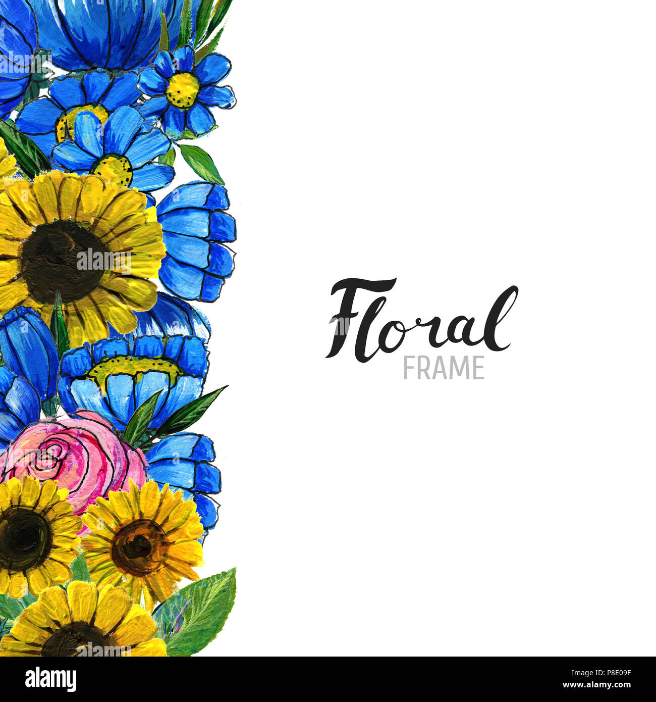 Hand drawn Flower Border Stock Photo Alamy