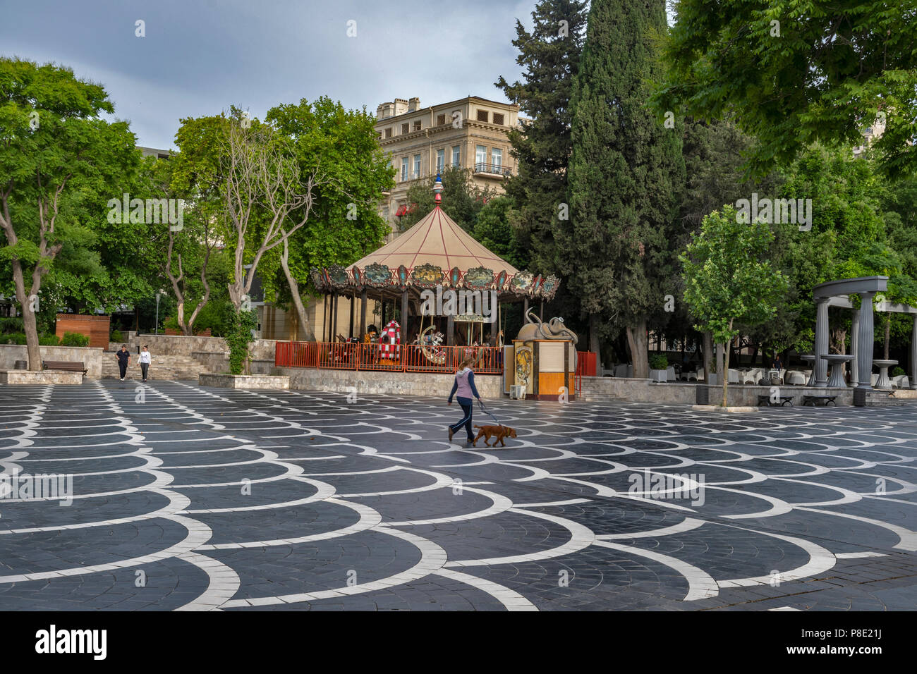 The Fountain Square( Fevvareler Meydan) in Baku,Azerbaijan Stock Photo