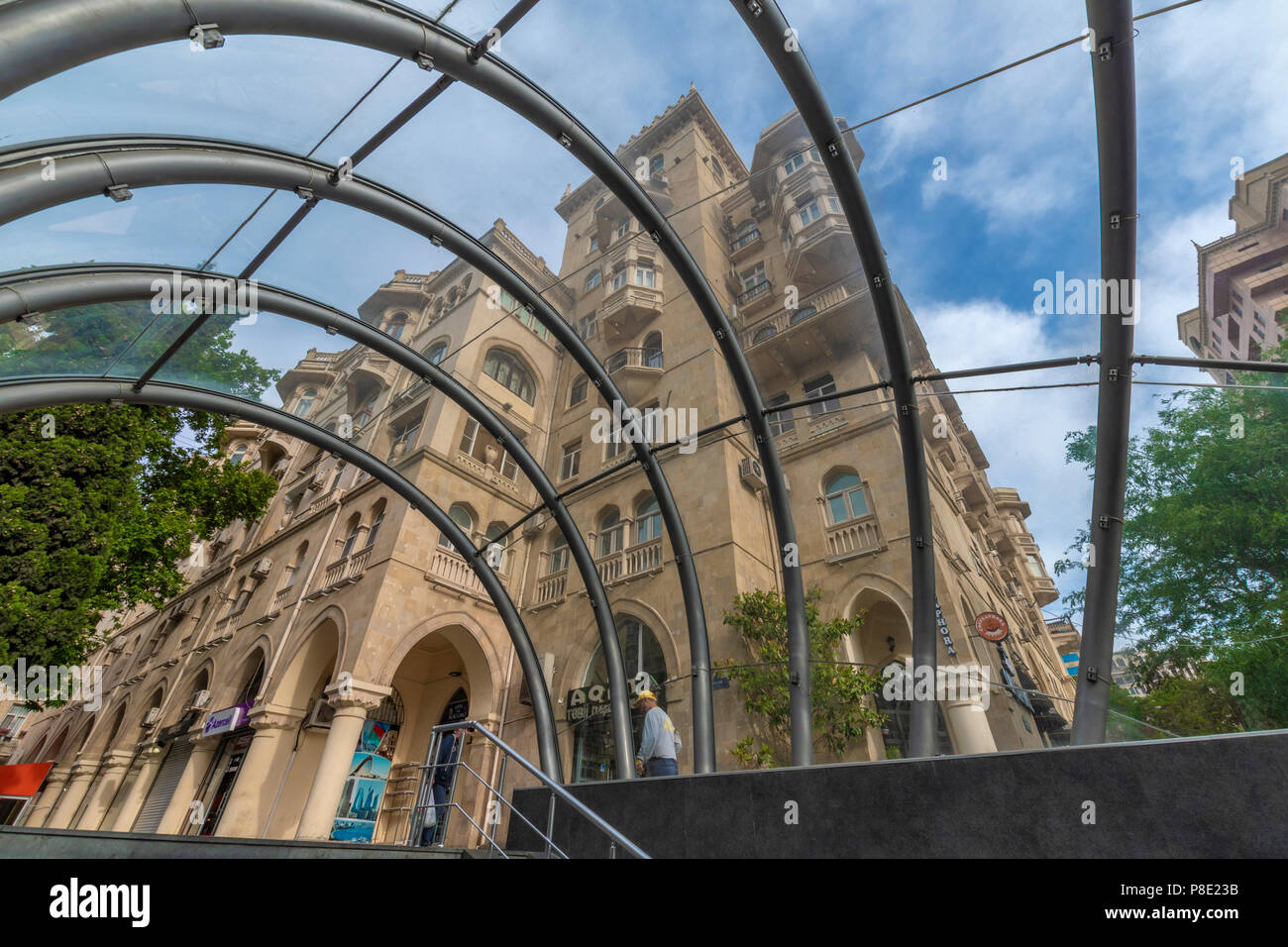 Entrance to subterranean pedestrian underpass in Nizami Street, Baku, Azerbaijan Stock Photo