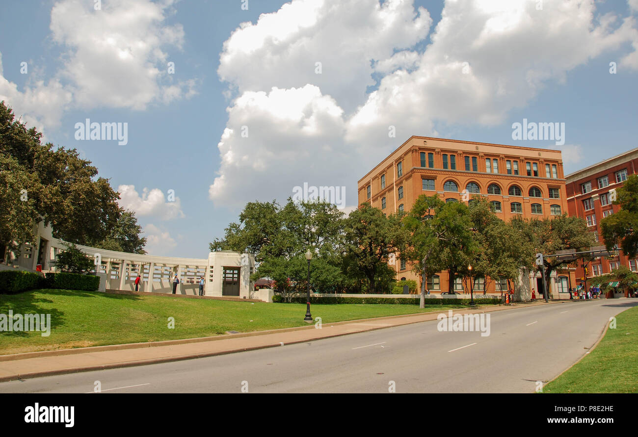 Landscape view of Elm Street in Dallas where President John F Kennedy was assassinated. The