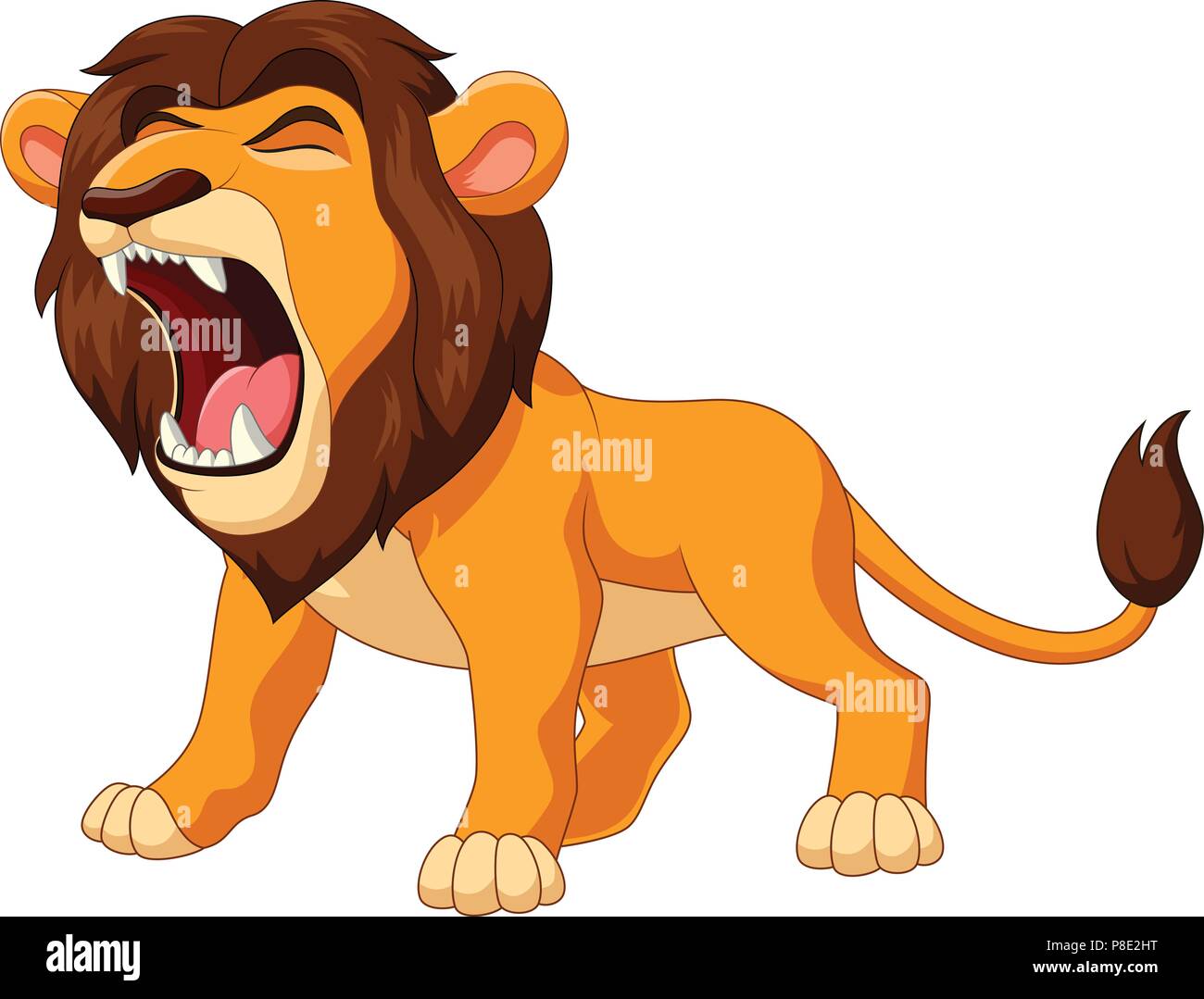 lion roaring front view clipart