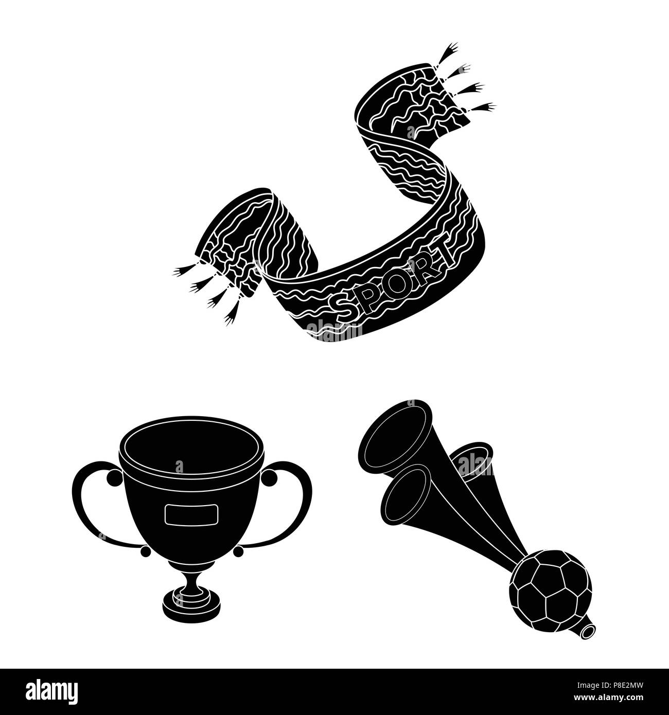 Fan and Attributes black icons in set collection for design. Sports Fan