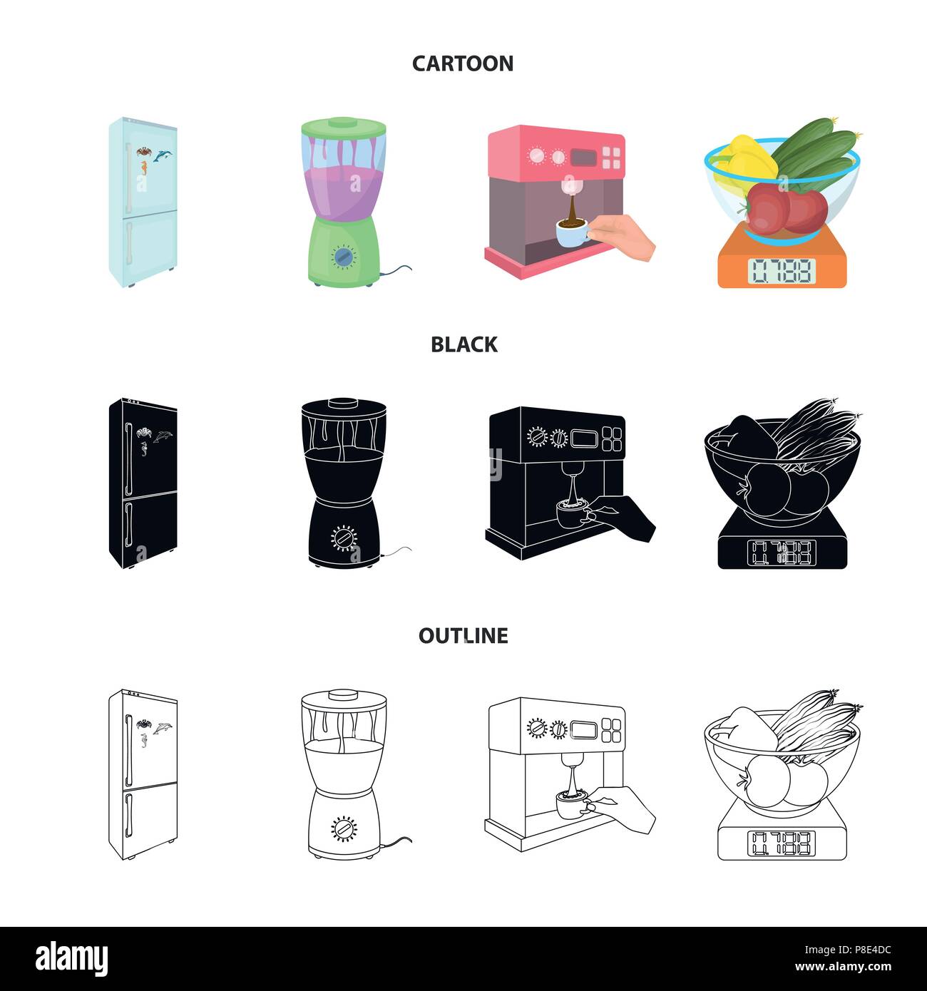 kitchen, refreshment, restaurant and other icon in cartoon,black ...