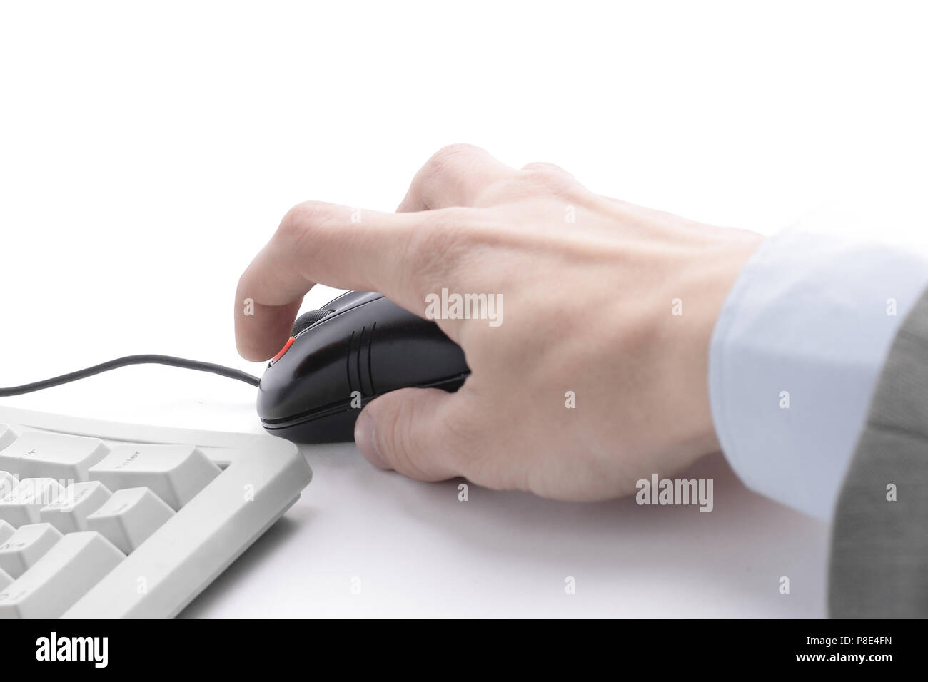 closeup . man working on an old keyboard Stock Photo