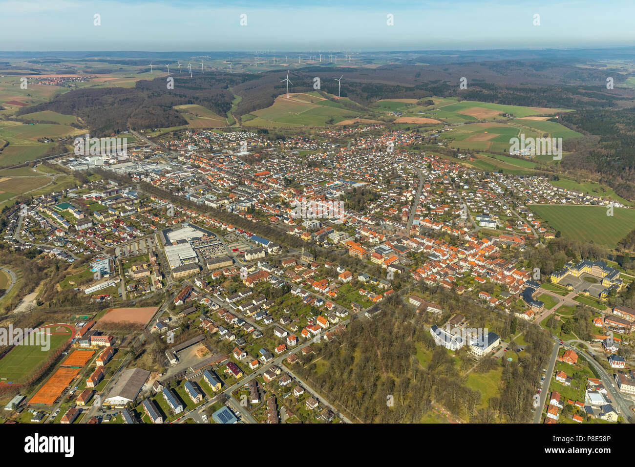 Aerial view, Bad Arolsen, Hesse, Germany Stock Photo