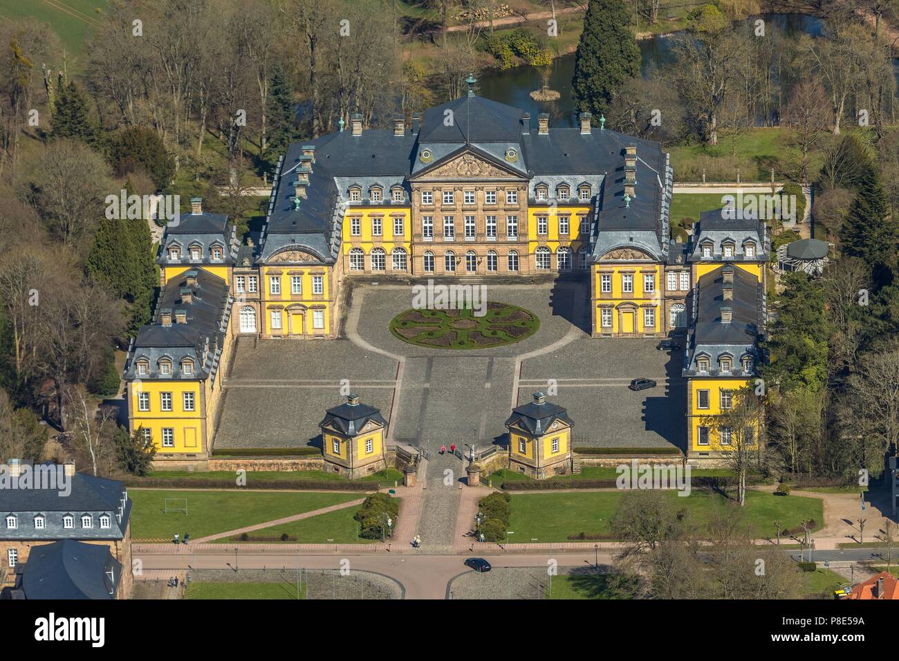 Aerial view, Residence Palace, Hotel, Bad Arolsen, Hesse, Germany Stock Photo