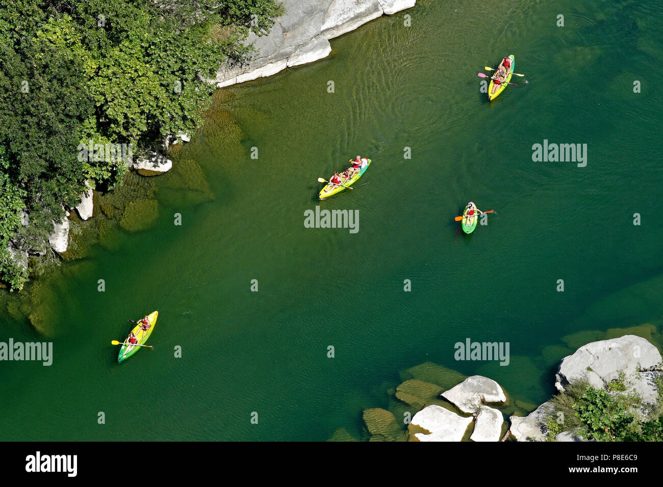 Canoeing Downhill On The The Herault River St Bauzille De Putois Occitanie France Stock Photo Alamy