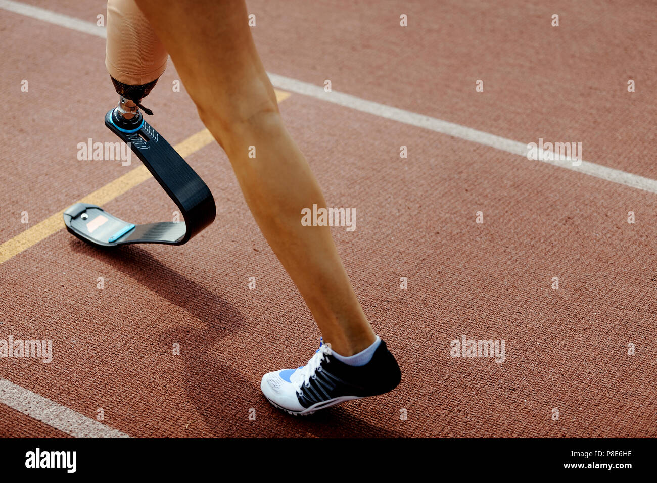 start line artificial leg limb women athlete runner Stock Photo