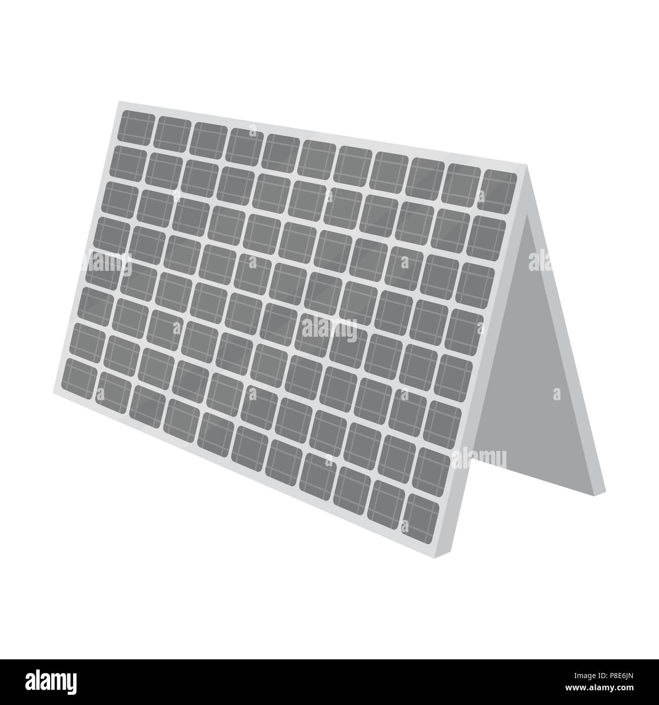 Solar panel icon in outline design isolated on white background. Bio ...