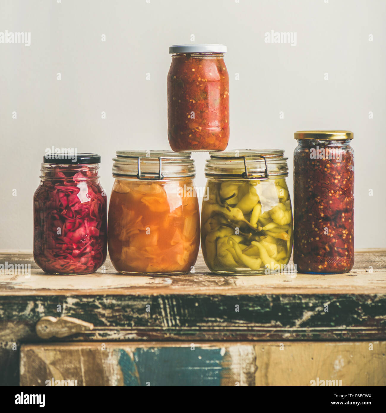 Autumn seasonal pickled or fermented colorful vegetables, square crop Stock Photo Alamy