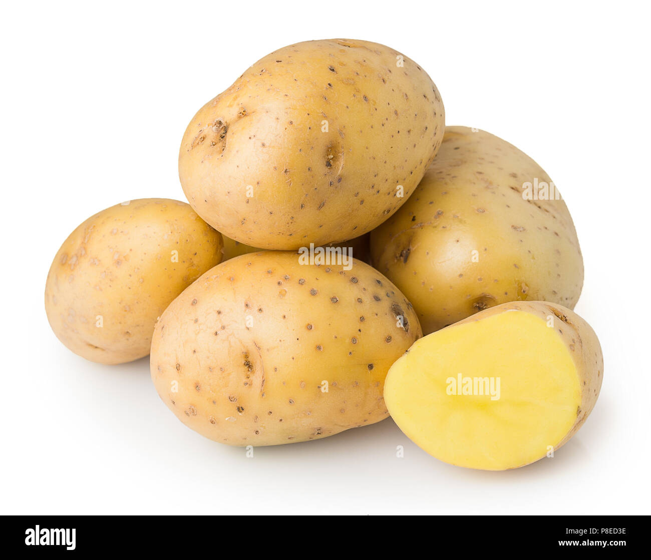 washed potatoes on a white background, isolated Stock Photo