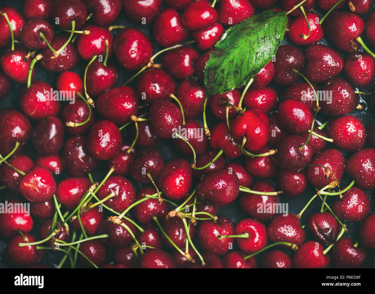 Fresh sweet cherry texture, wallpaper and background Stock Photo