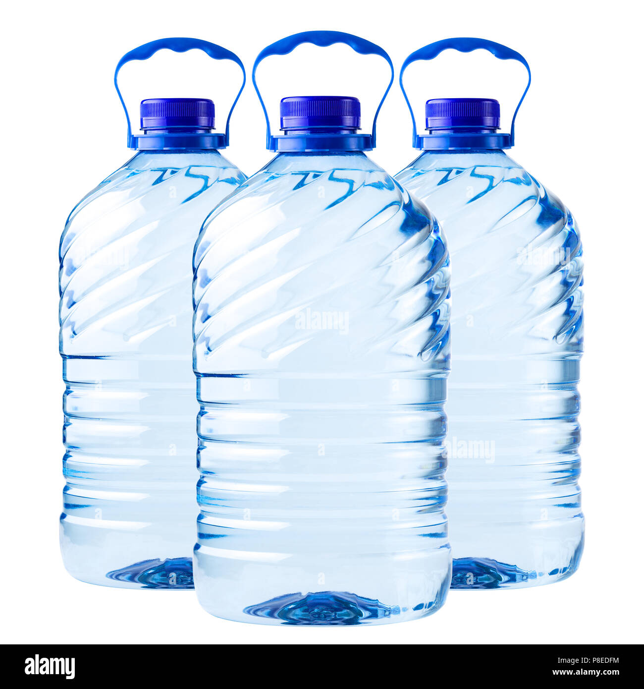 big bottle transparent plastic, clipping path, disposable container on white background isolated, Five liters, 5 Stock Photo