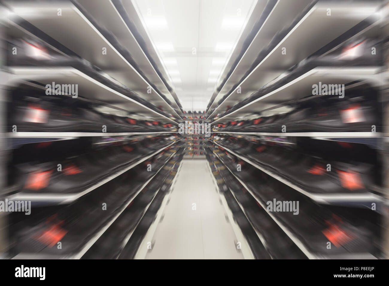 blur, showcase with shoes, store background Stock Photo Alamy