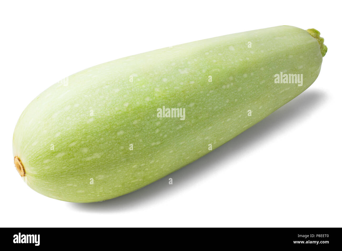 Green fresh raw zucchini, clipping path, isolated on white background Stock Photo