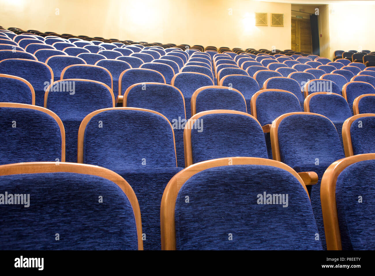 blue seats in a theater Stock Photo