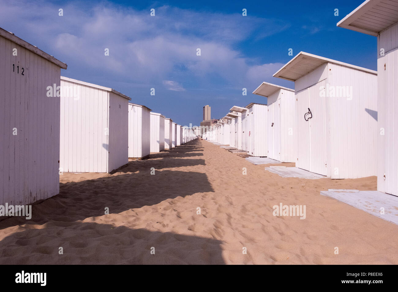 Beach houses during summer in Ostend, North sea, Belgium, Europe Stock