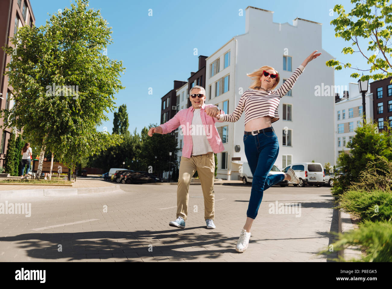Happy joyful couple enjoying themselves Stock Photo