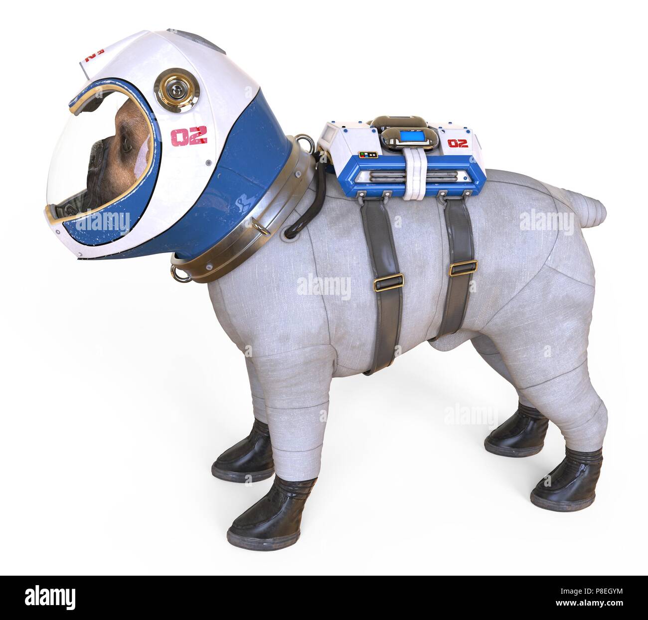 Dog in an astronaut's space suit. 3D illustration isolated on white Stock Photo Alamy