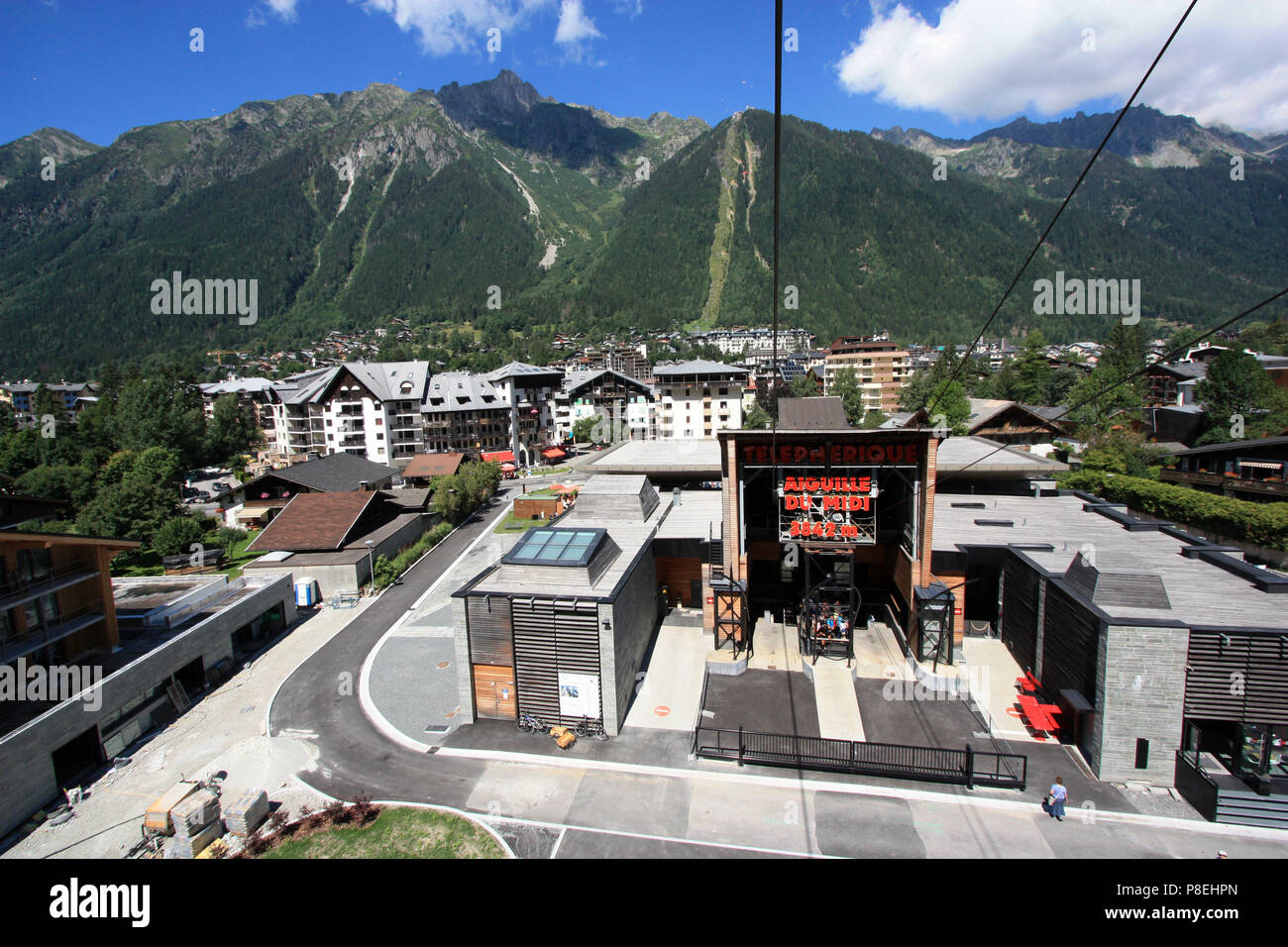 Valley station of the cable car heading for the peak of the Aiguilledu