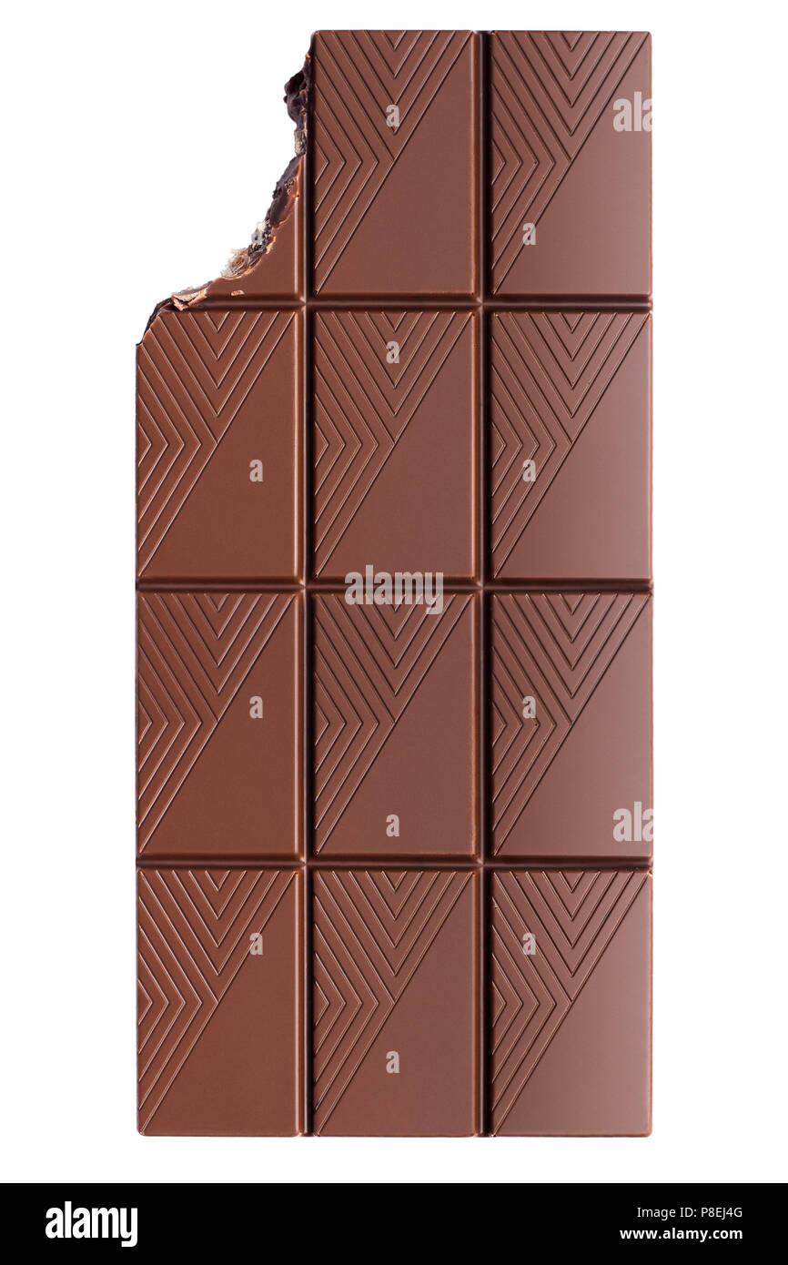 chocolate bar bite, clipping path, isolated on white background Stock Photo