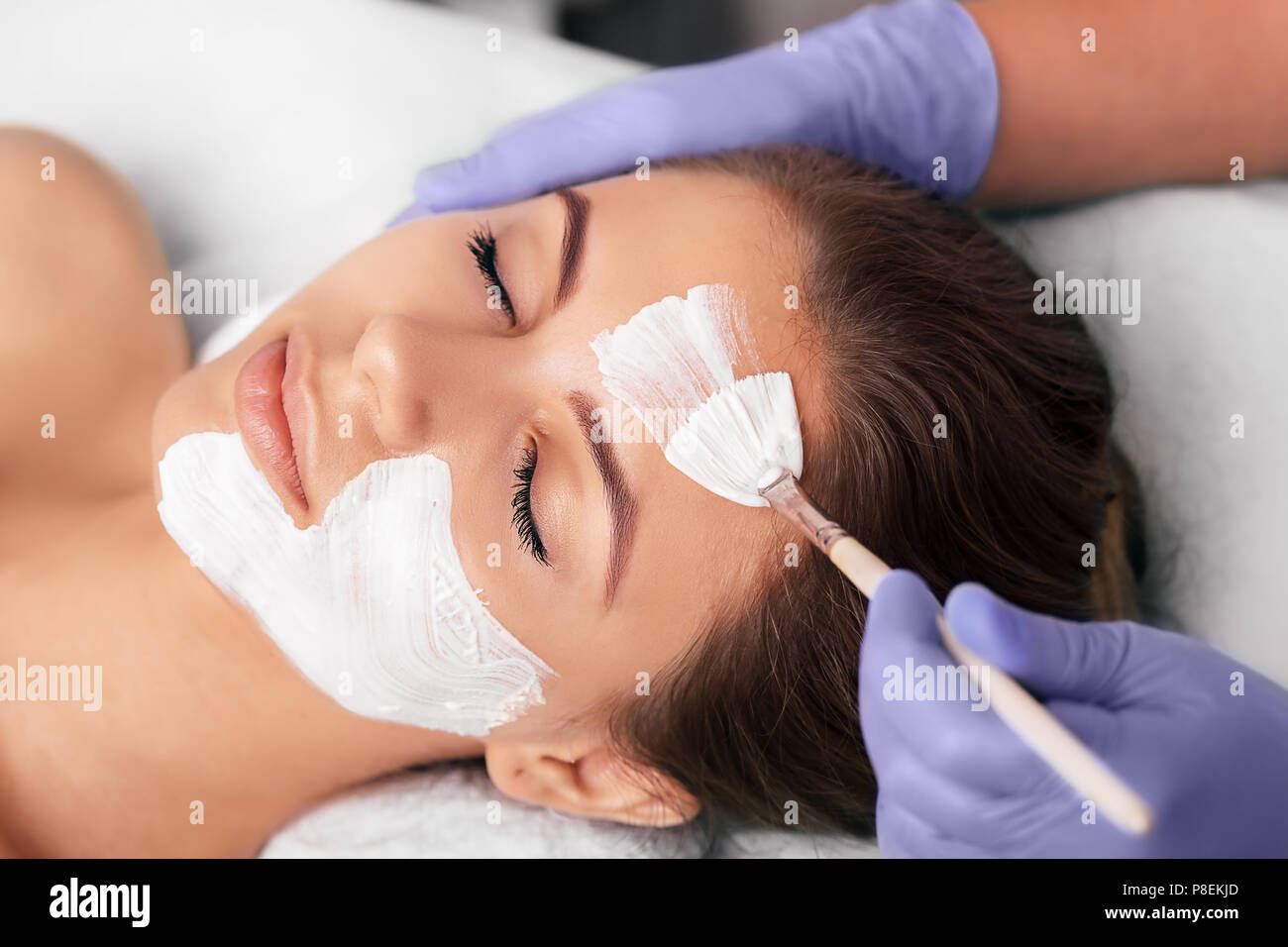 Beauty facial salon treeatments Stock Photo