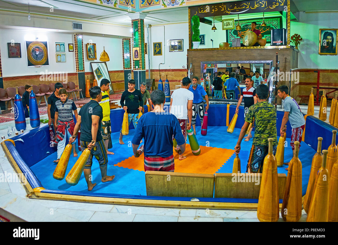 KERMAN, IRAN OCTOBER 15, 2017 Traditional training of athletes with