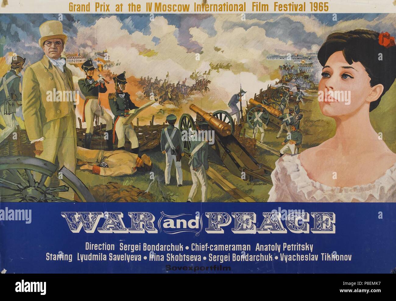 Movie poster War and Peace by Sergei Bondarchuk. Museum: Russian State Library, Moscow. Stock Photo