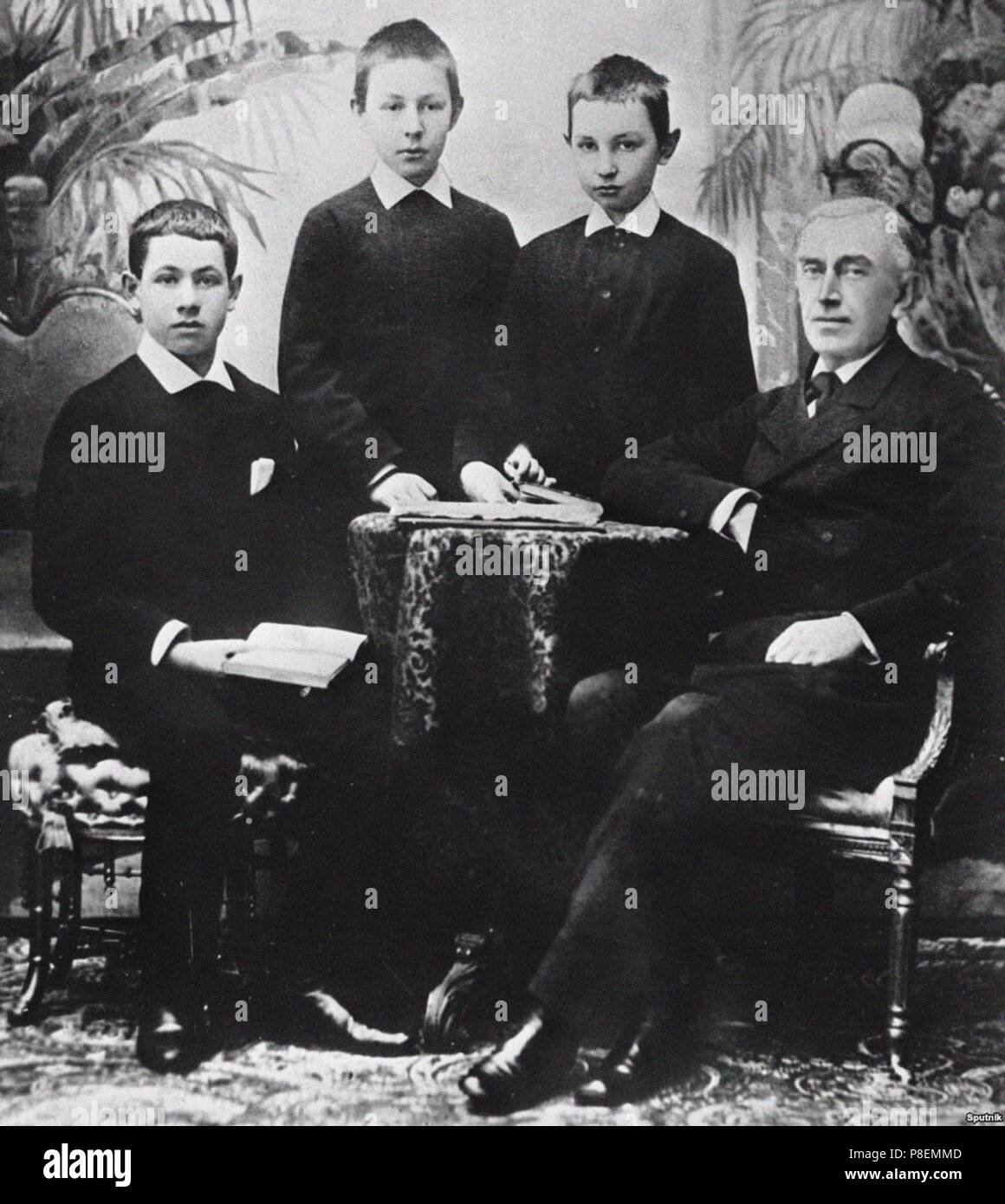 Sergei Rachmaninoff (second from left) with teacher Nikolai Zverev and 