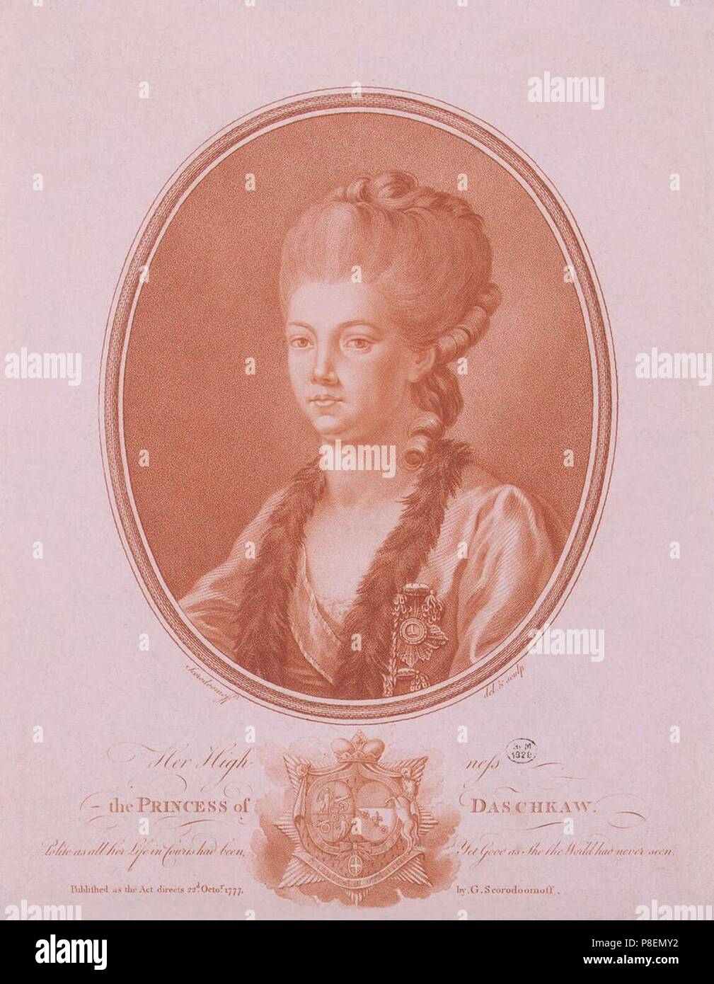 Portrait of Princess Yekaterina Romanovna Vorontsova-Dashkova (1743-1810). Museum: State Hermitage, St. Petersburg. Stock Photo