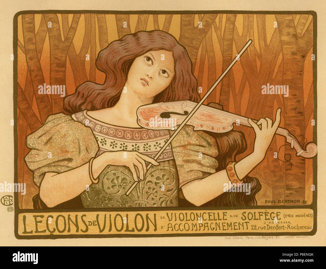 Leçons de Violon (Poster). Museum: PRIVATE COLLECTION. Stock Photo