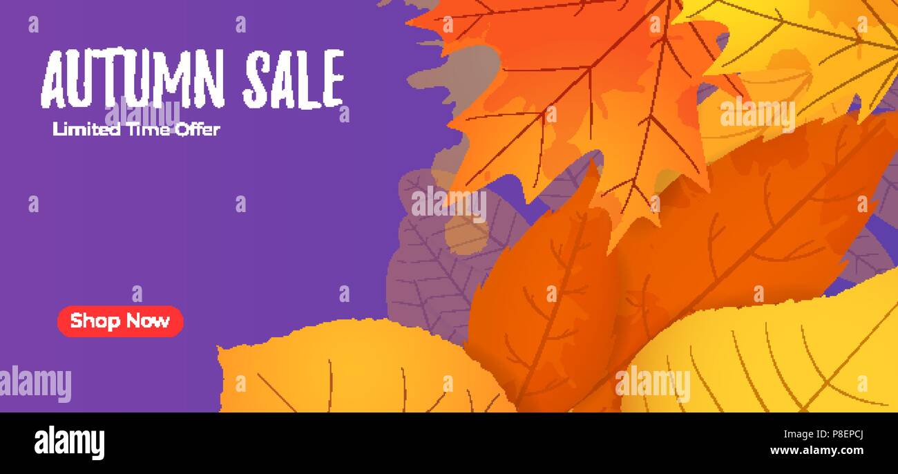 Autumn Sale Website Banner Template Fall Poster With Leaves For