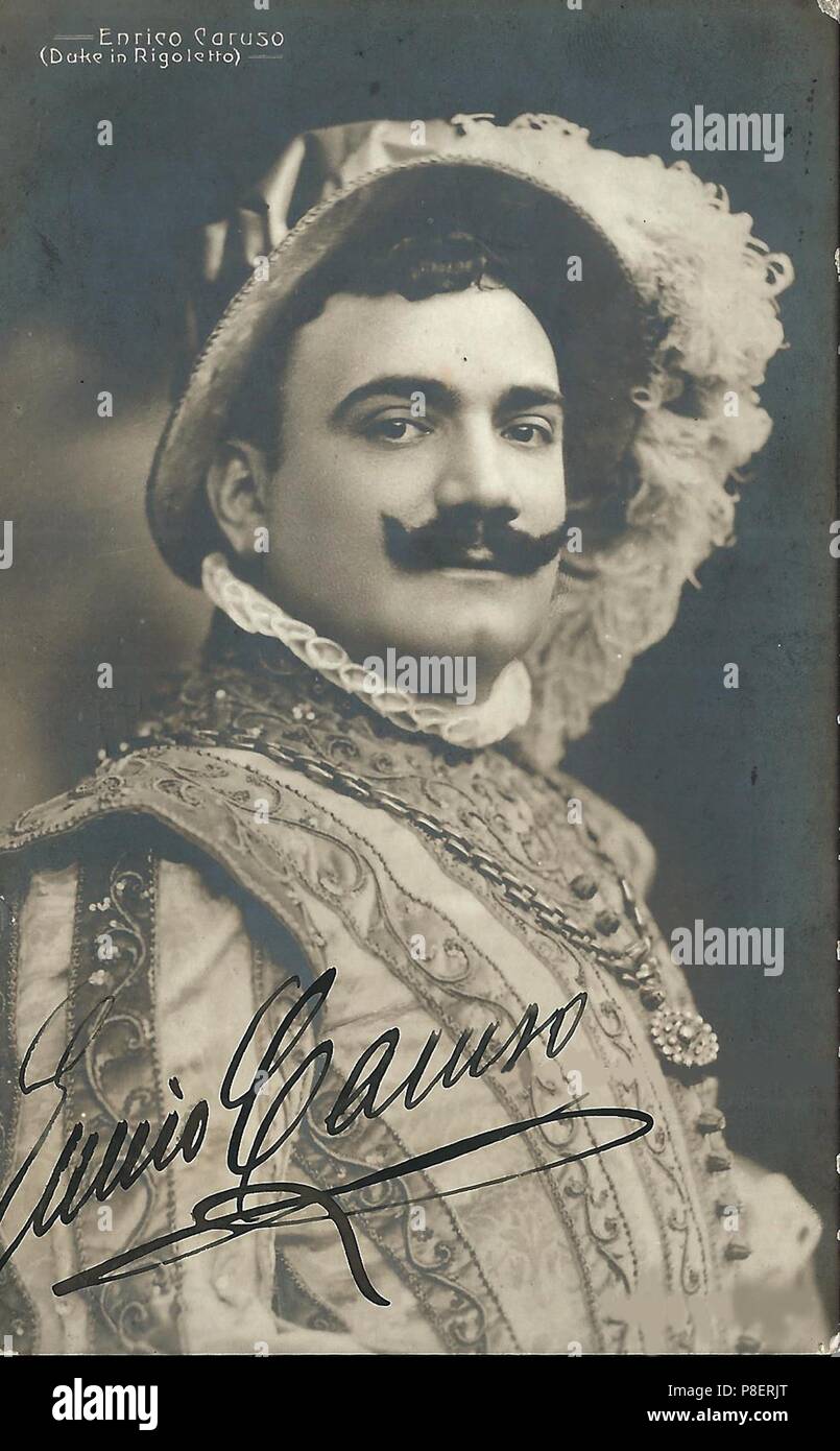 Enrico Caruso (1873-1921) as Duke of Mantua in Opera Rigoletto by Giuseppe Verdi, November 1903. Museum: PRIVATE COLLECTION. Stock Photo