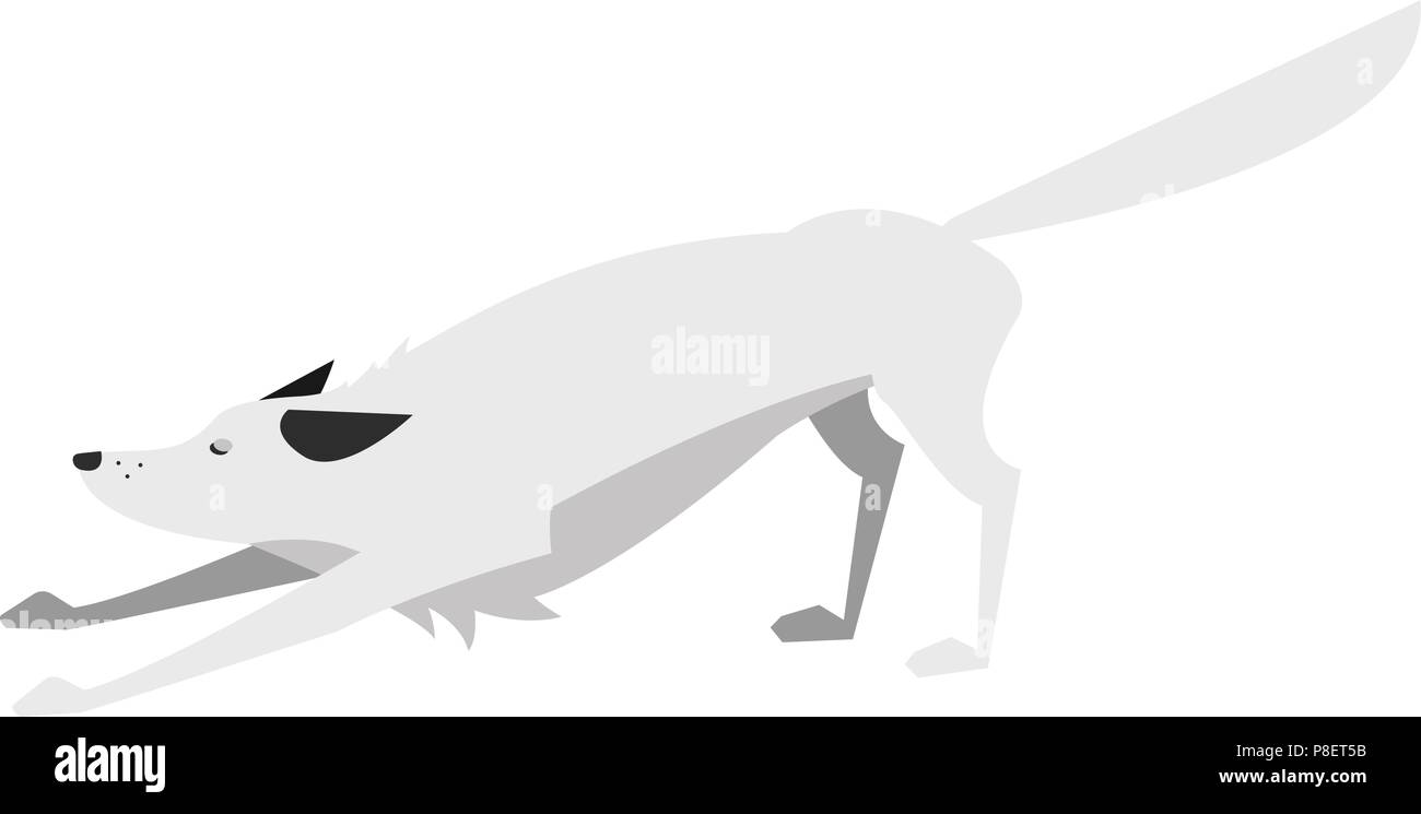 Vector Illustration of a cute stretching dog. Stock Vector