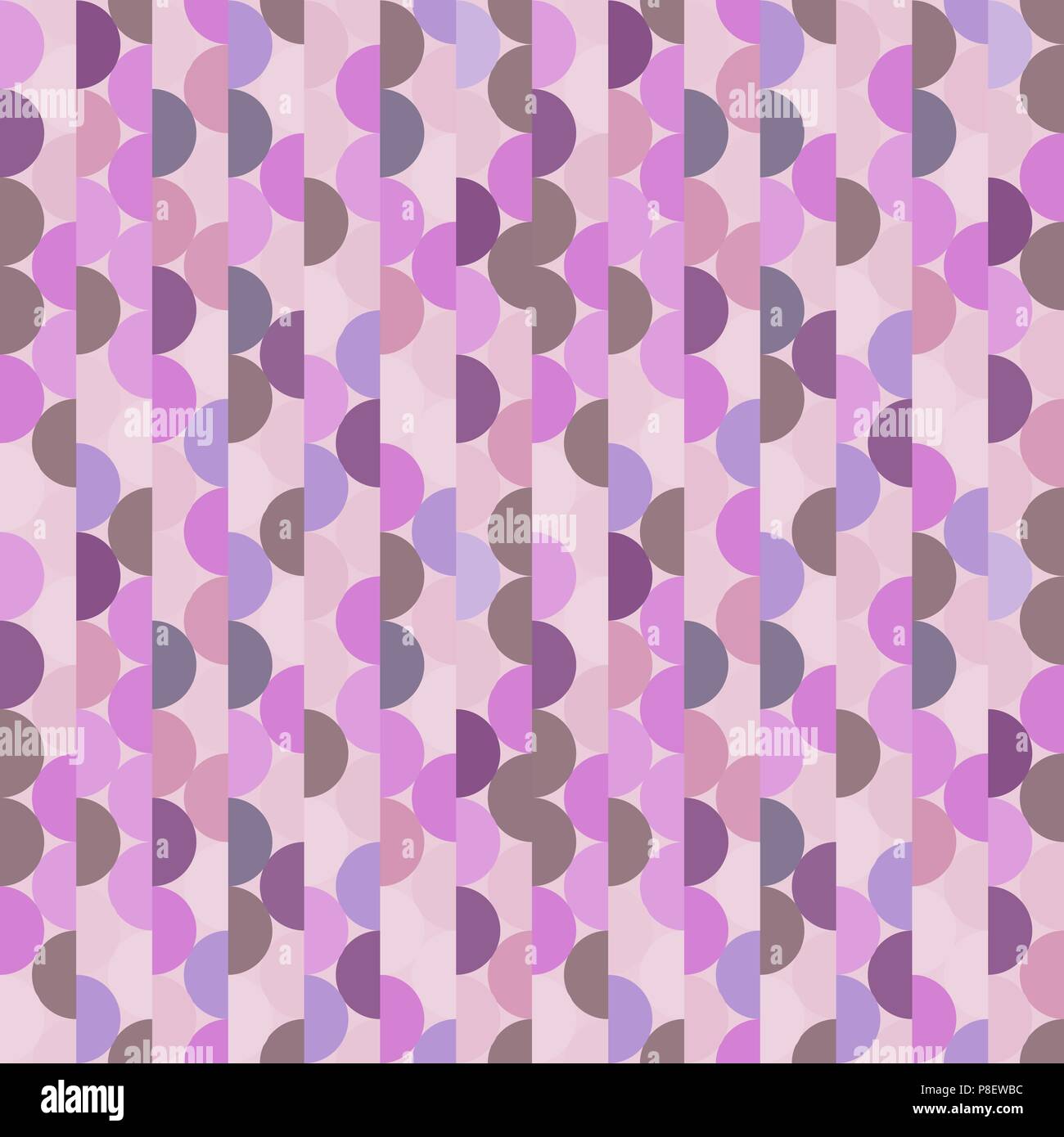 Seamless vector halves rounds colourful pink pattern Stock Vector