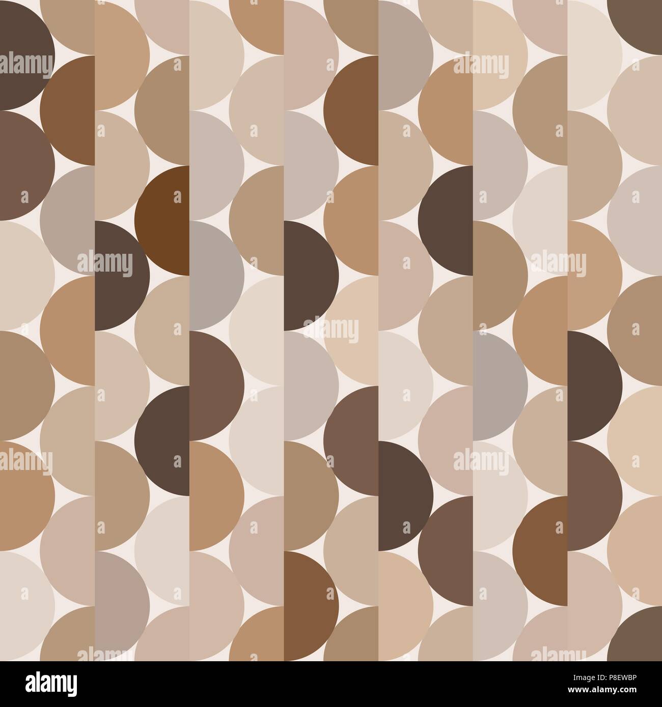 Seamless vector halves rounds colourful brown pattern Stock Vector