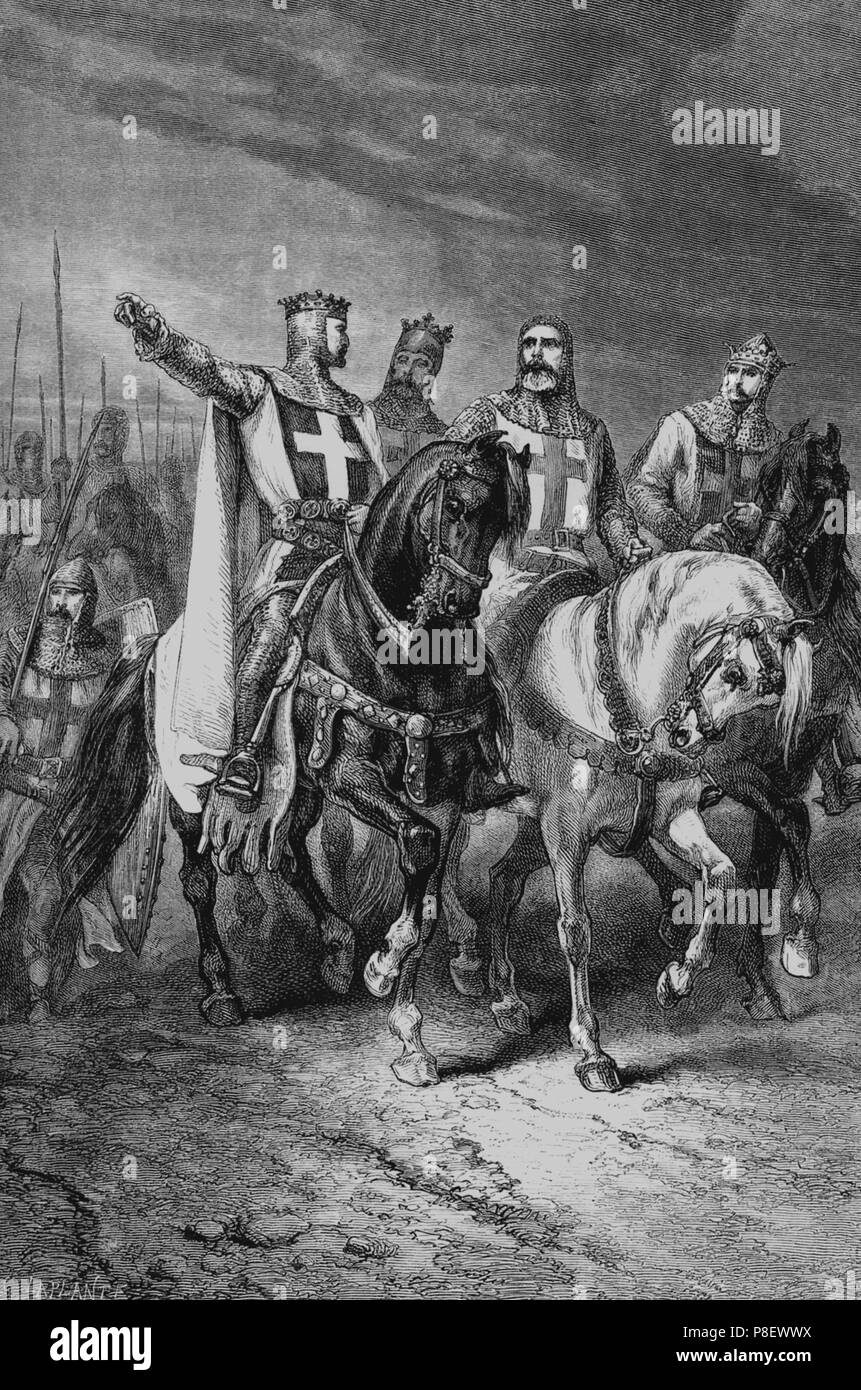 The four leaders of the First Crusade: Godfrey, Raymond, Bohemond and Hugh. Museum: PRIVATE COLLECTION. Stock Photo