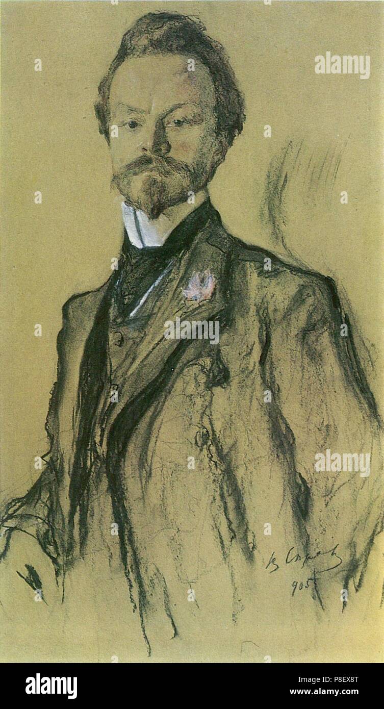 Portrait of the poet Konstantin Balmont. Museum: State Tretyakov Gallery, Moscow. Stock Photo