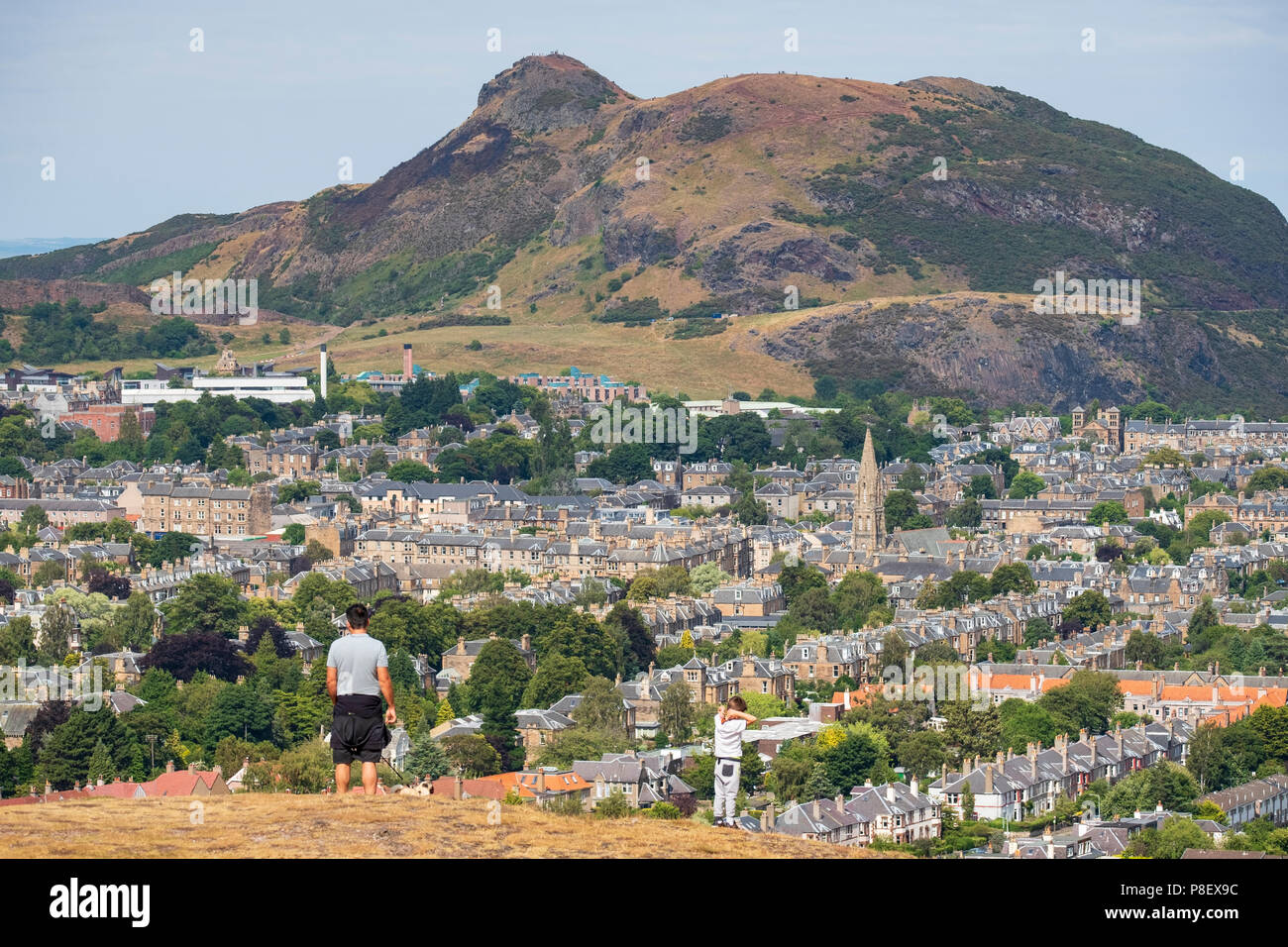 View of Arthur's Seat hill from Blackford Hill , Edinburgh, Scotland, UK Stock Photo