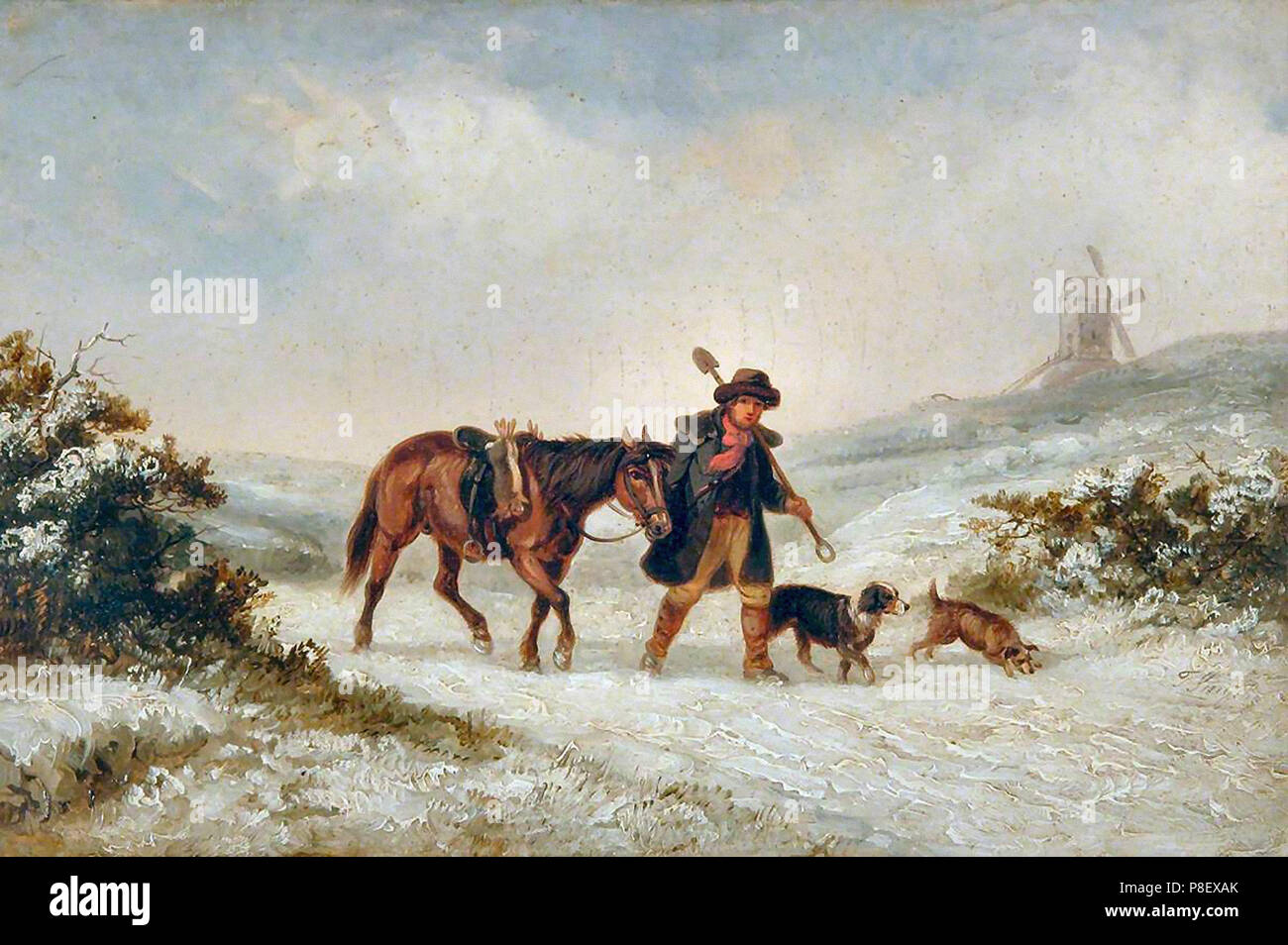 Smythe  Thomas - the Rabbit Catcher and His Horse  Winter Stock Photo